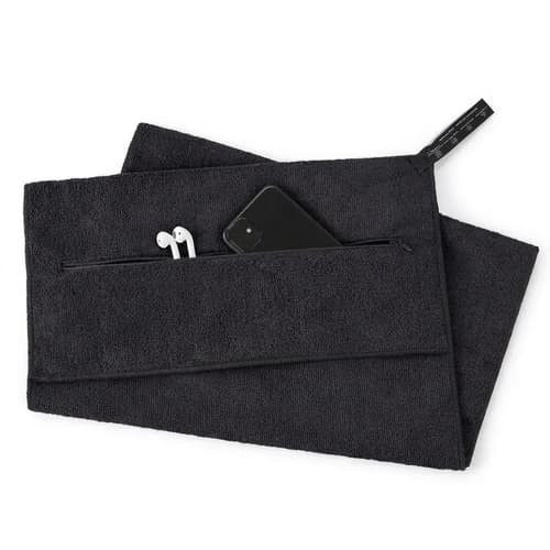 Hooded Gym Towel with Hidden Zip Pocket