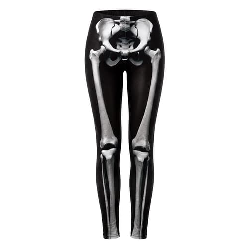 Skeleton Print Cropped Leggings