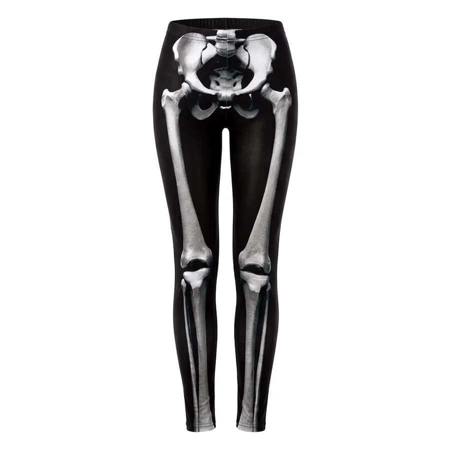 Skeleton Print Cropped Leggings