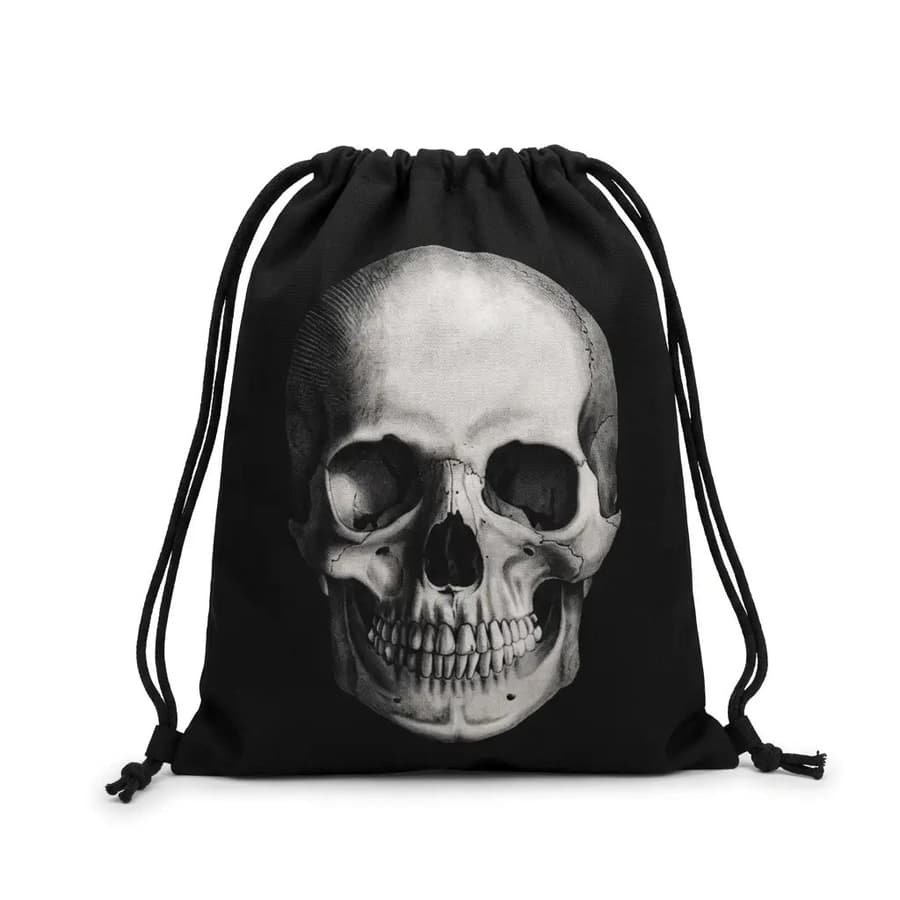 Skeleton Print Drawstring Sack Pack